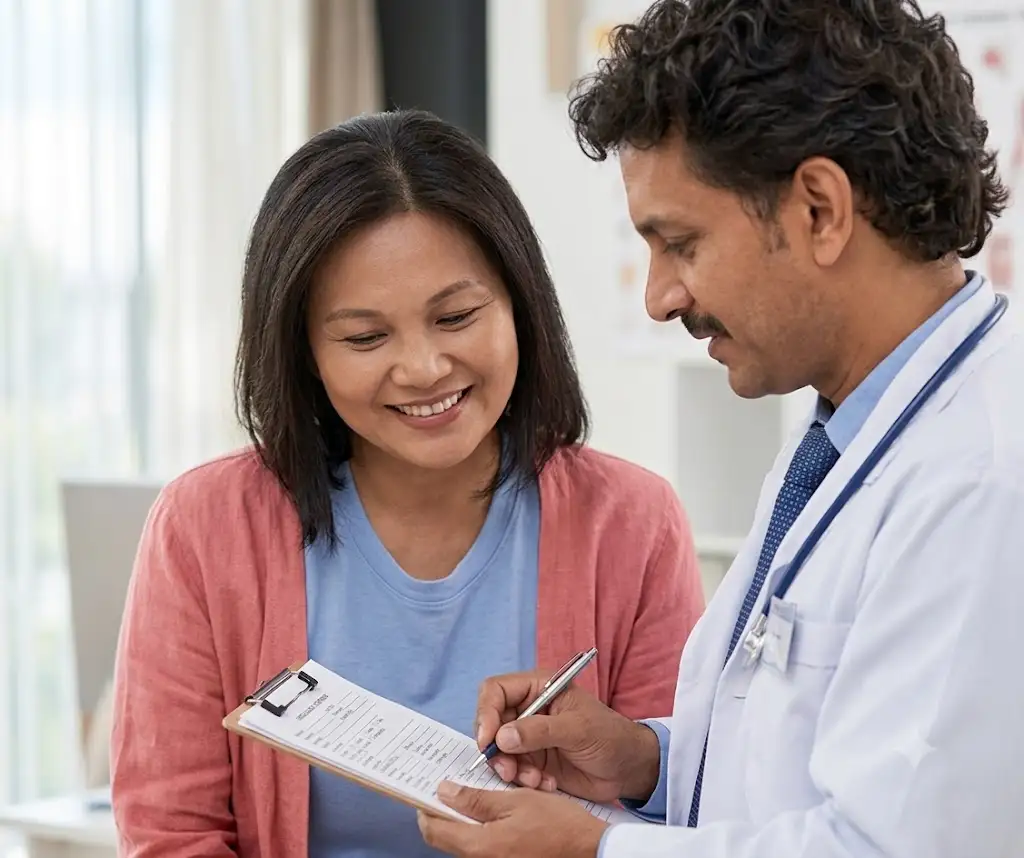 Caregiver discussing with a colleague